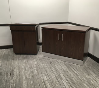 Lectern with matching equipment credenza