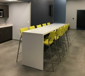 Break Room Table With Decorative Glass Panel 